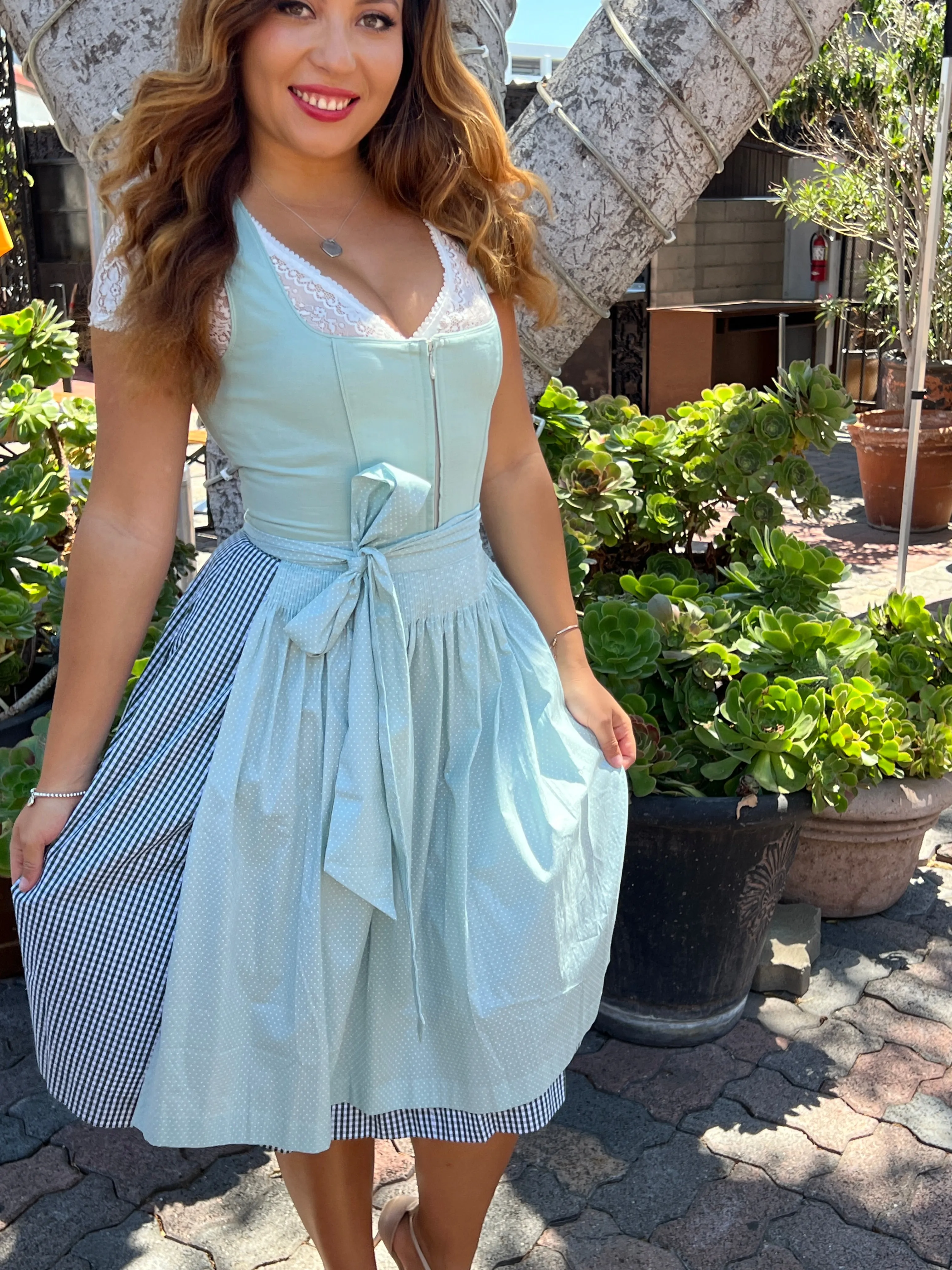 Midi Dirndl 2pcs. 50cm "Lyvia" sage (34-38)
