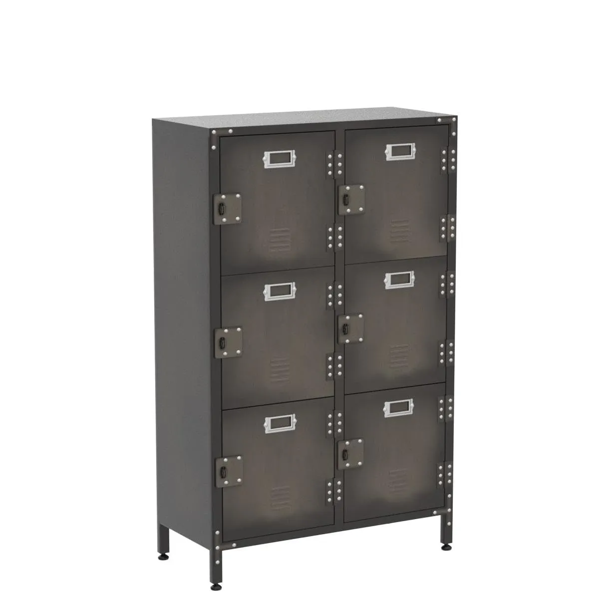 MIIIKO Metal Storage Locker, Industrial Storage Cabinet with Doors and Shelves, Stylish and Sturdy 6 Compartment with Lockable Doors, for Home Office, School, Club and Hallway