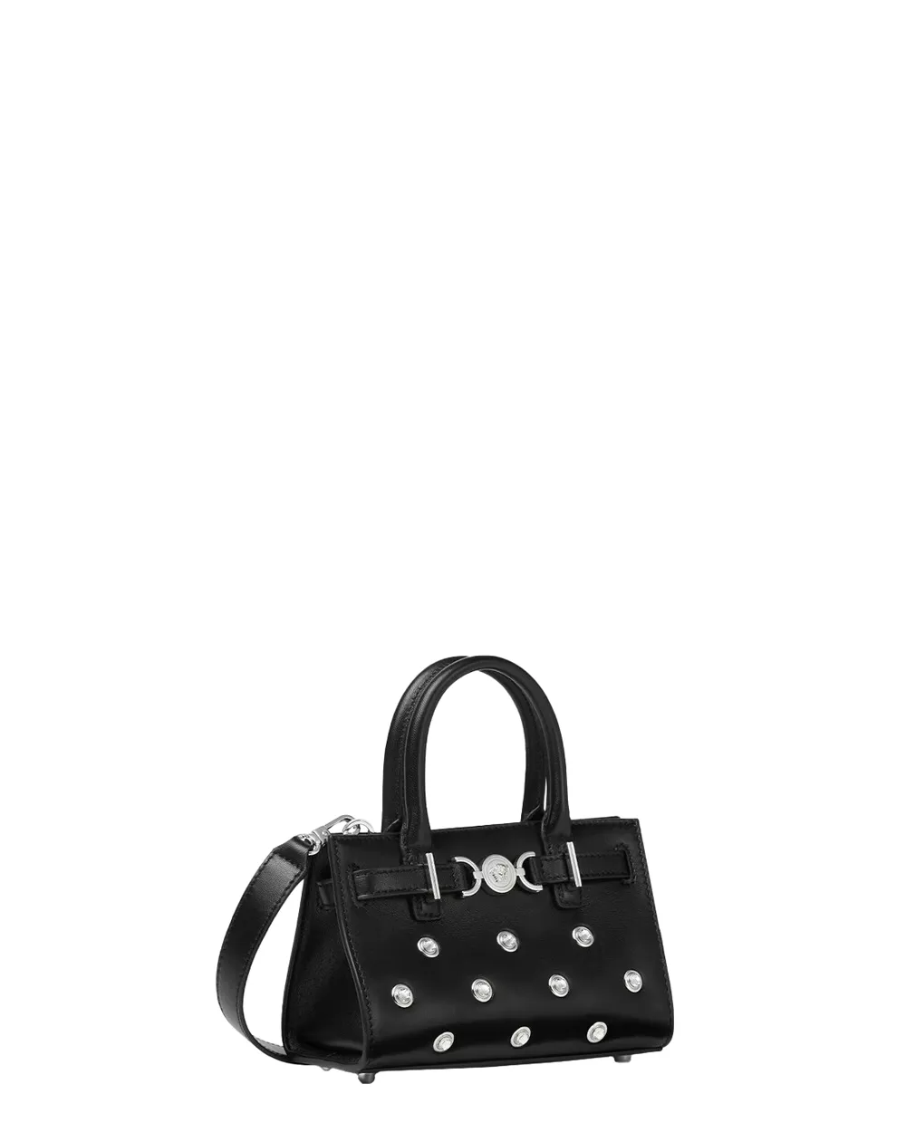 Mini Crystal Medusa ’95 Tote in Black and Palladium