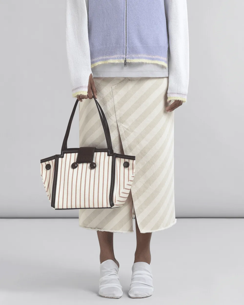 Mini Riviera Striped Shoulder Bag in Red and White