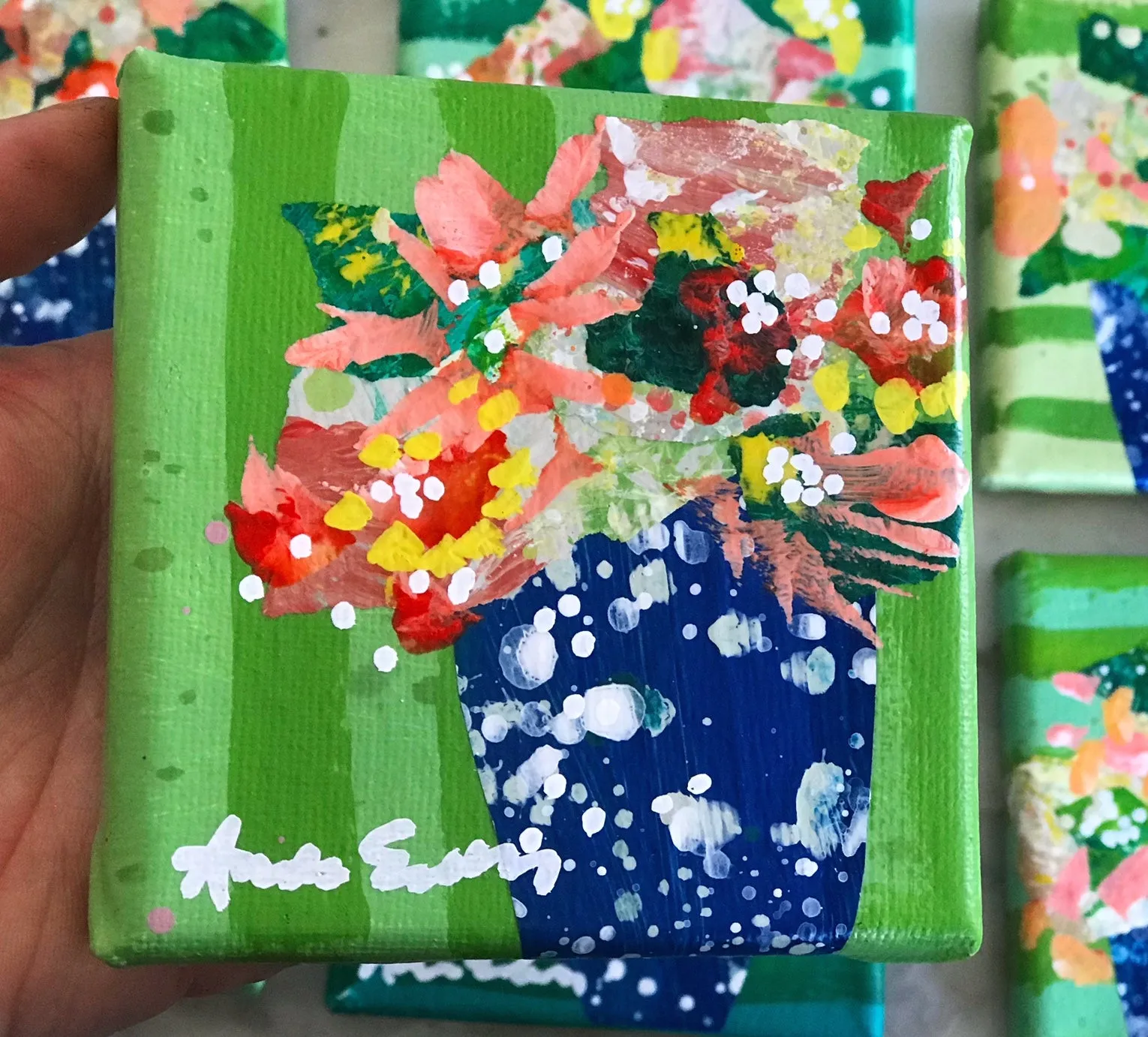 Miniature Original Floral Paintings