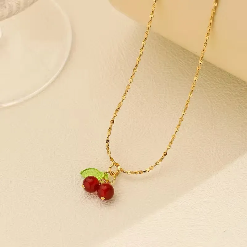 Minimalist Lovely Cute Cherry Fruit Necklace
