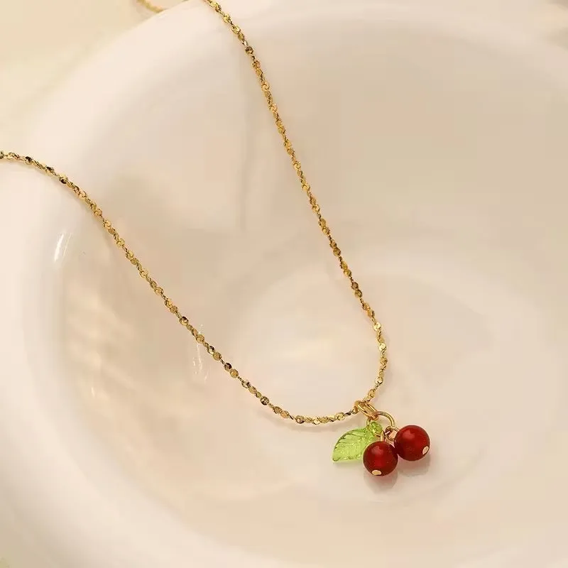 Minimalist Lovely Cute Cherry Fruit Necklace