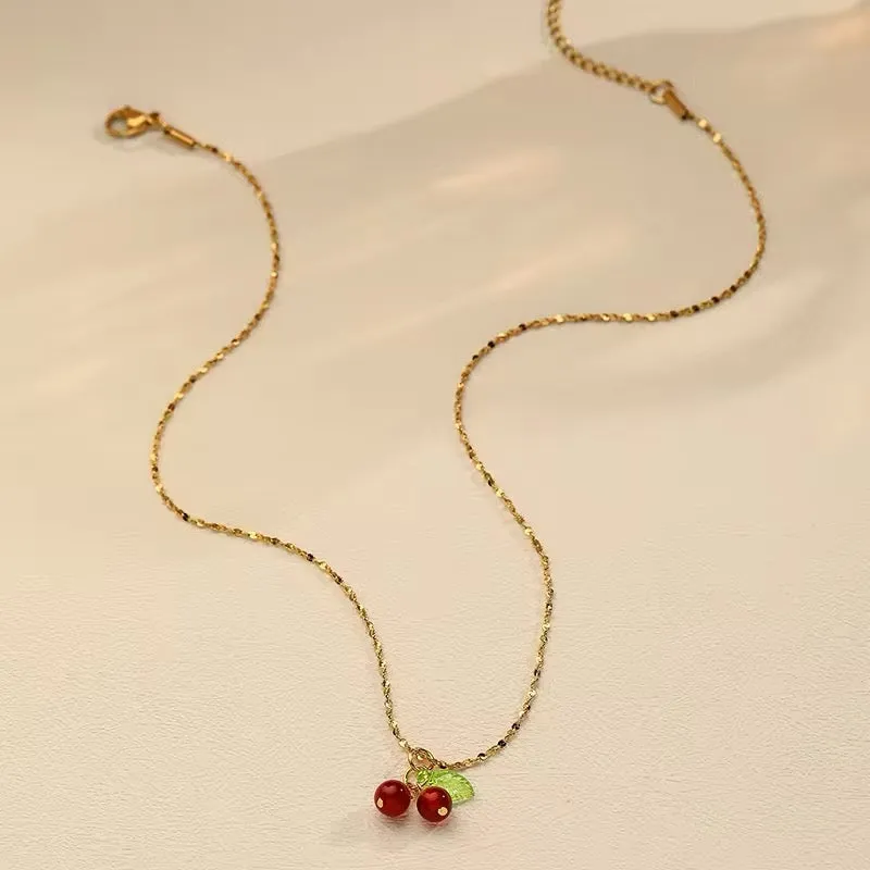 Minimalist Lovely Cute Cherry Fruit Necklace