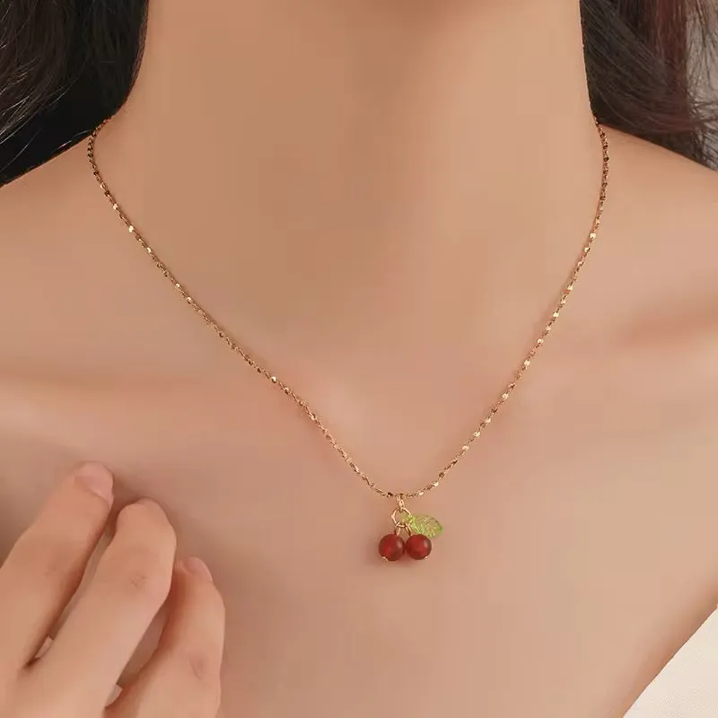 Minimalist Lovely Cute Cherry Fruit Necklace