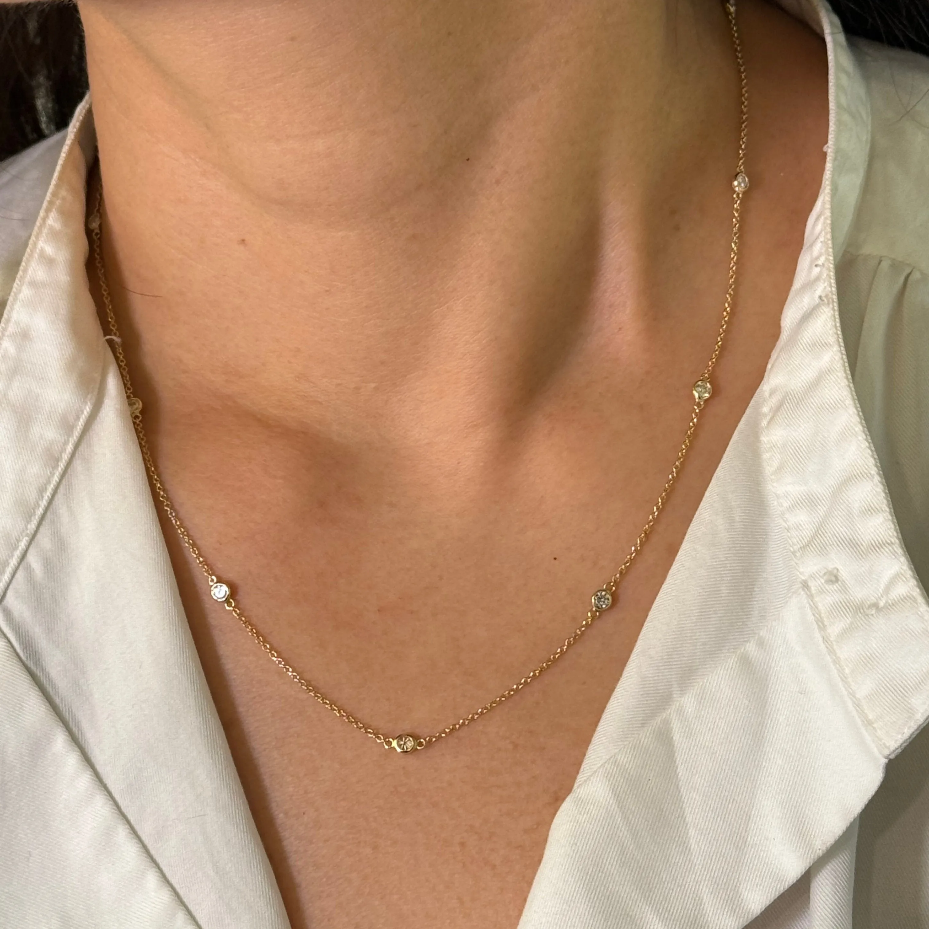 Moissanite By The Yard Necklace In 14K