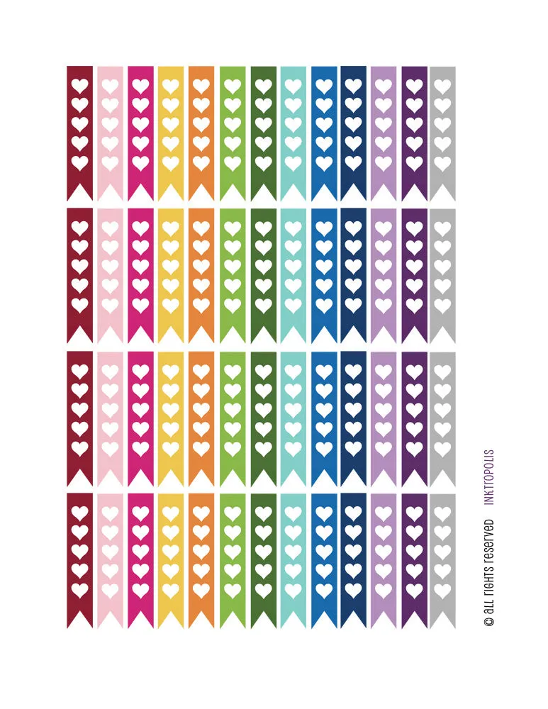 Monthly Planner Stickers Heart Rainbow Flags Stickers Planner Labels Compatible with Erin Condren Vertical Life Planner