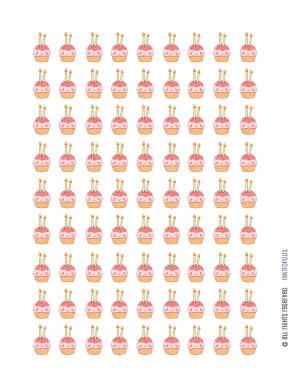 Monthly Planner Stickers Kawaii Birthday Cupcakes Stickers Planner Labels Compatible with Erin Condren Life Planner - 81 Stickers