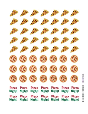Monthly Planner Stickers Pizza Night Stickers Planner Labels Compatible with Erin Condren Life Planner - 70 Stickers