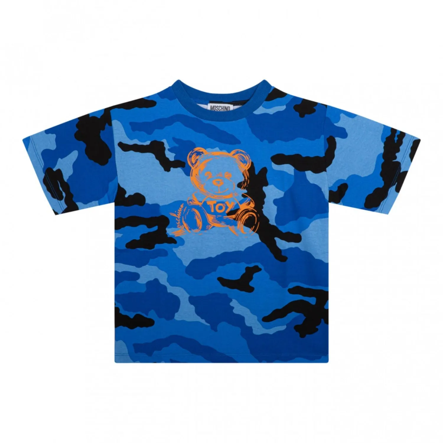 Moschino Kids Boy's Blue  Camouflage T-Shirt