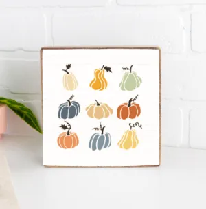 Muted Pastel Pumpkins Decorative Wooden Block