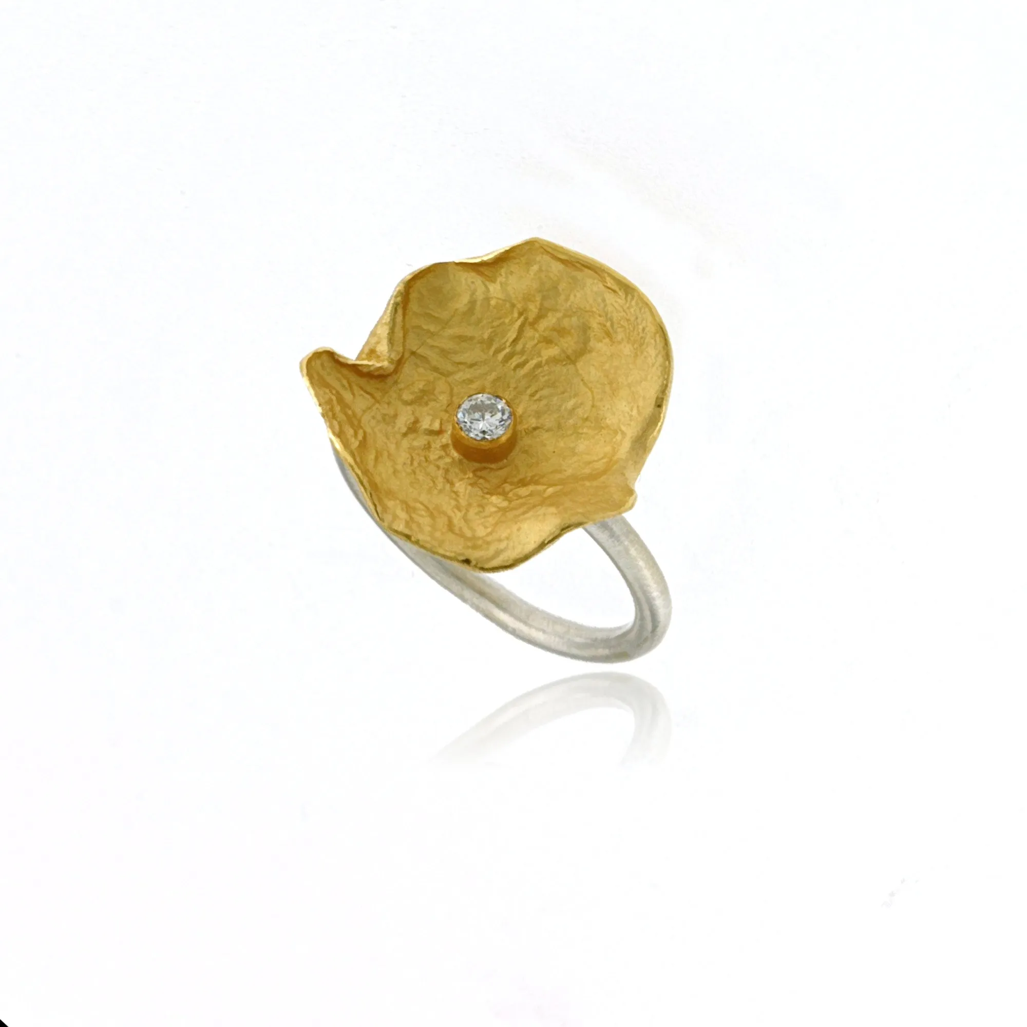 Mysterium Collection Sterling Vermeil & CZ Petal Ring (Lg)
