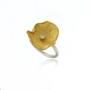 Mysterium Collection Sterling Vermeil & CZ Petal Ring (Lg)