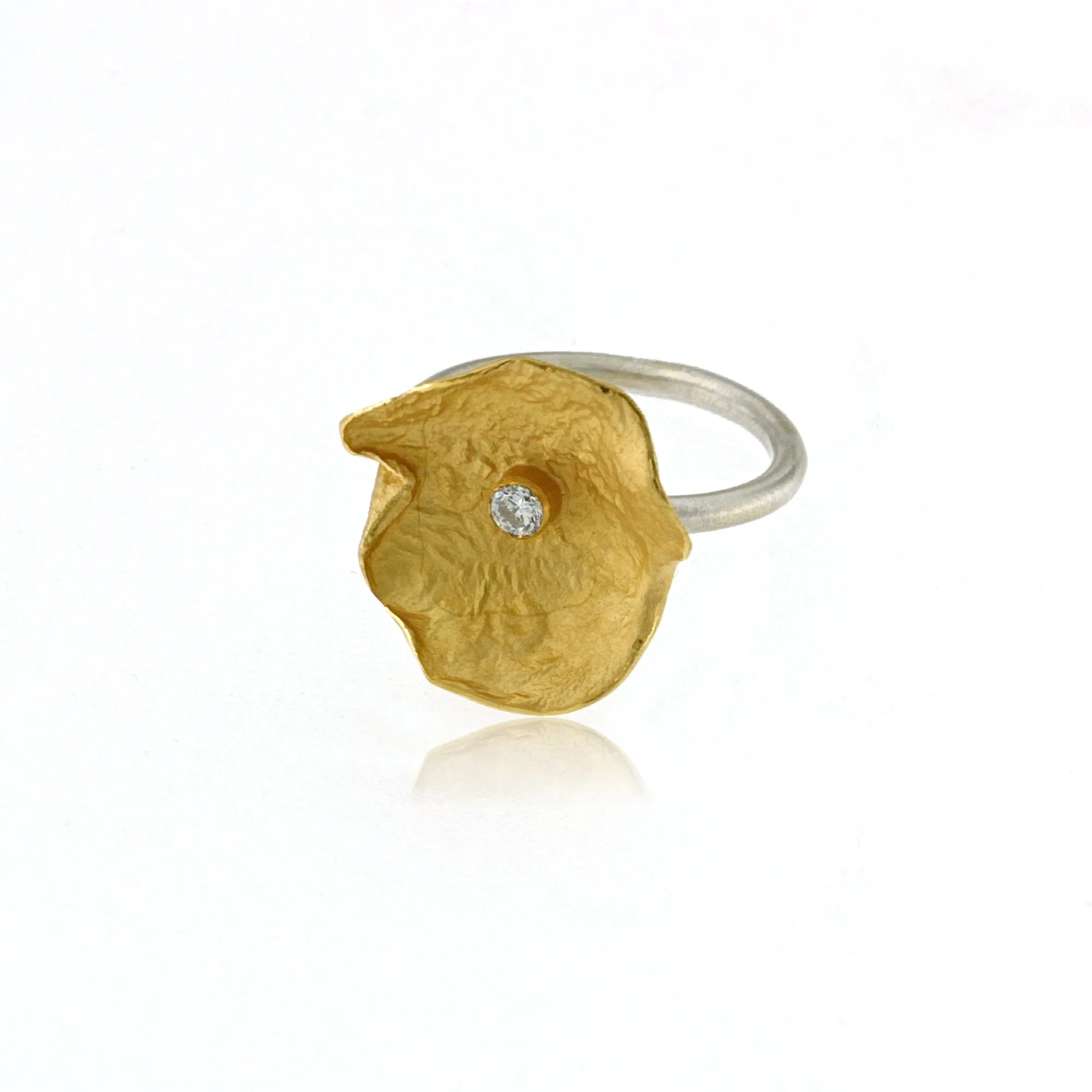 Mysterium Collection Sterling Vermeil & CZ Petal Ring (Lg)
