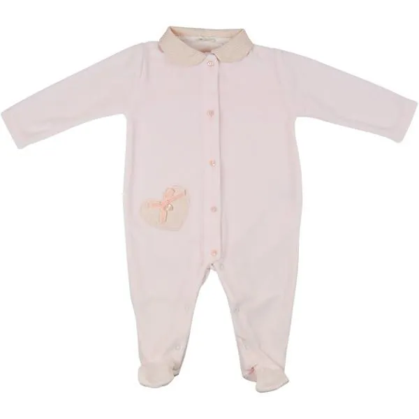 Nanan Heart Design Pink Velour Babygrow