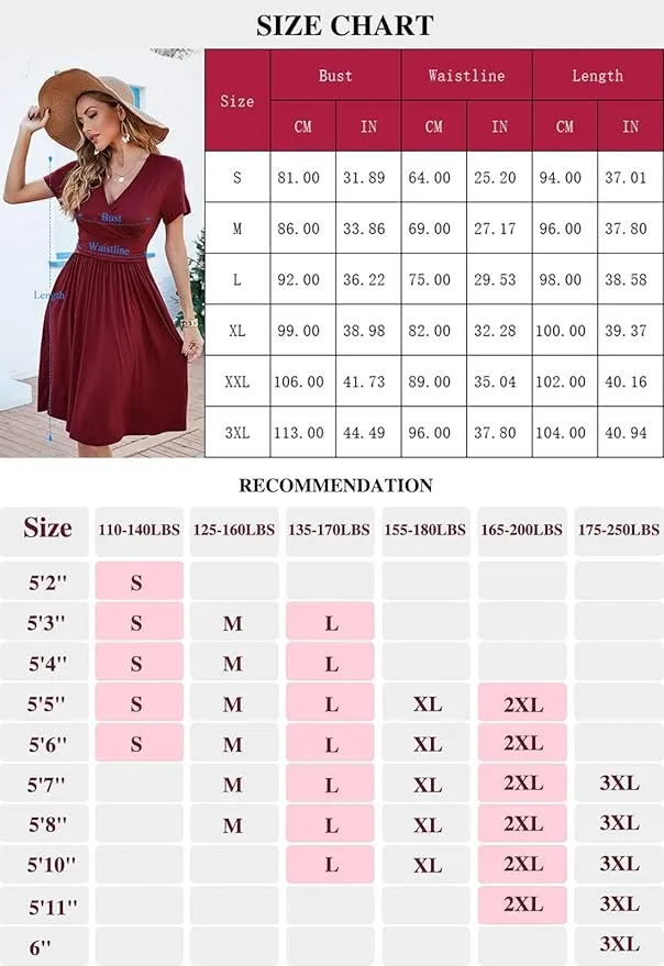 New WEACZZY Summer Dress Women Short Sleeve Casual Dress V-Neck Party Floral Dress for Women with Pockets, Dark Green Sz XL