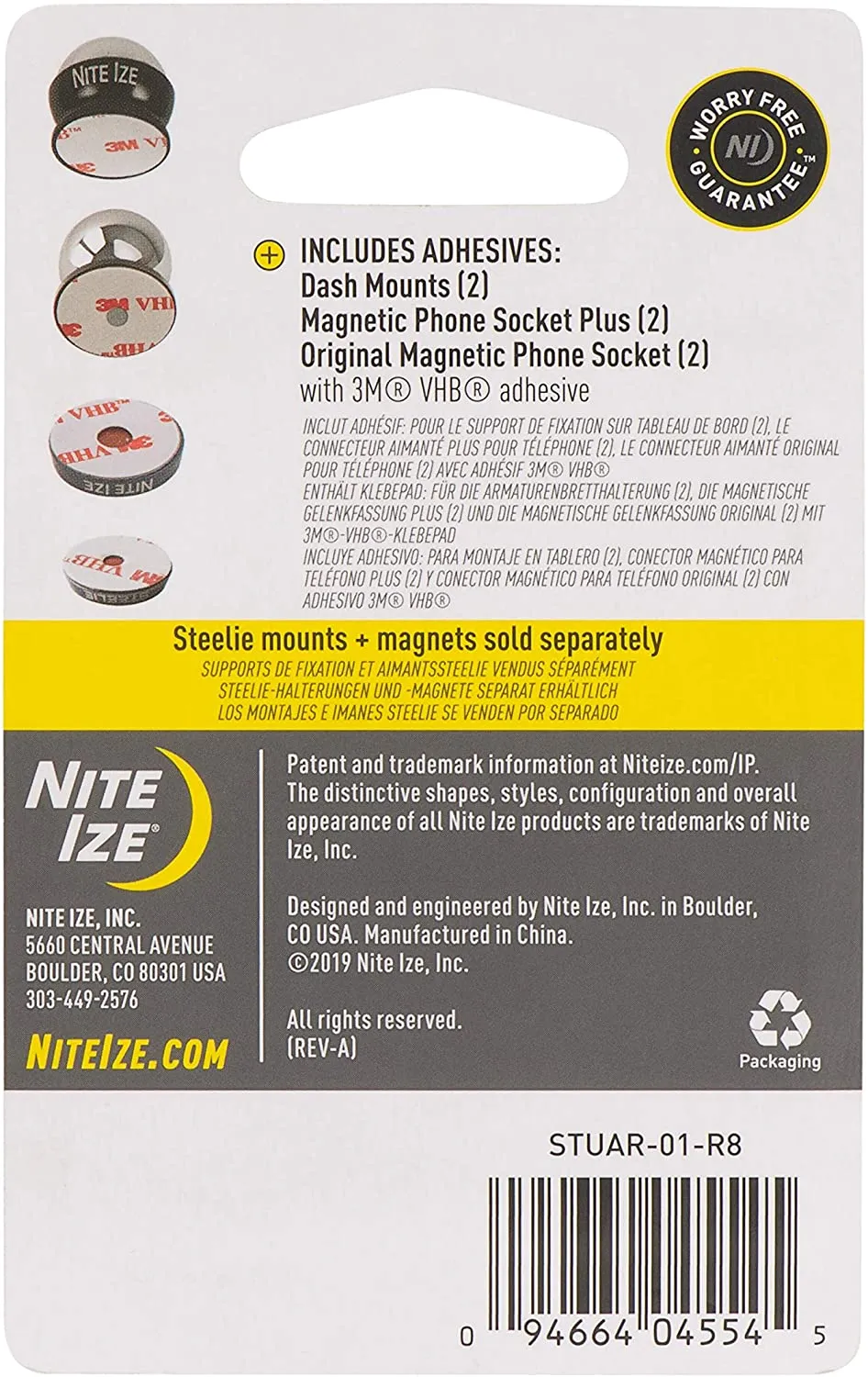 Niteize -  Steelie Universal Adhesive Replacement Kit for Dash Mount   Phone Socket