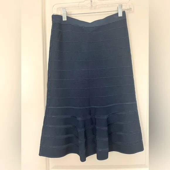 NWOT Sandro Paris Womens Viscose Pleated Blue Stretch Skirt Size 3/Medium