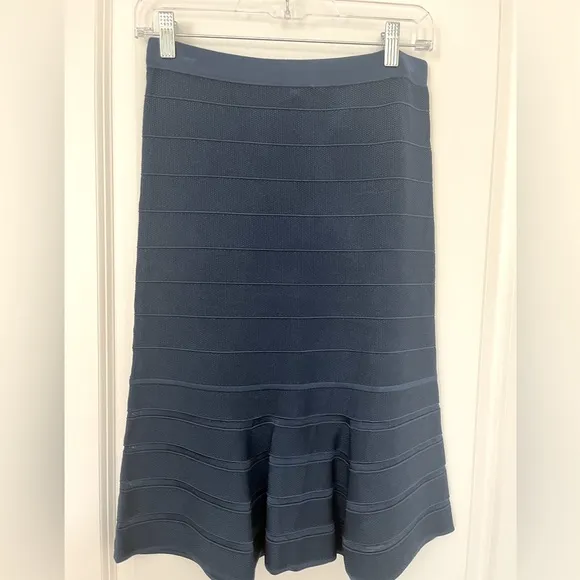 NWOT Sandro Paris Womens Viscose Pleated Blue Stretch Skirt Size 3/Medium