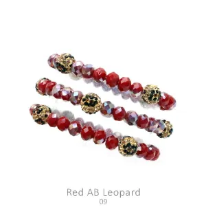OFF..Red Metallic & Leopard Crystal 3 Bracelet Set