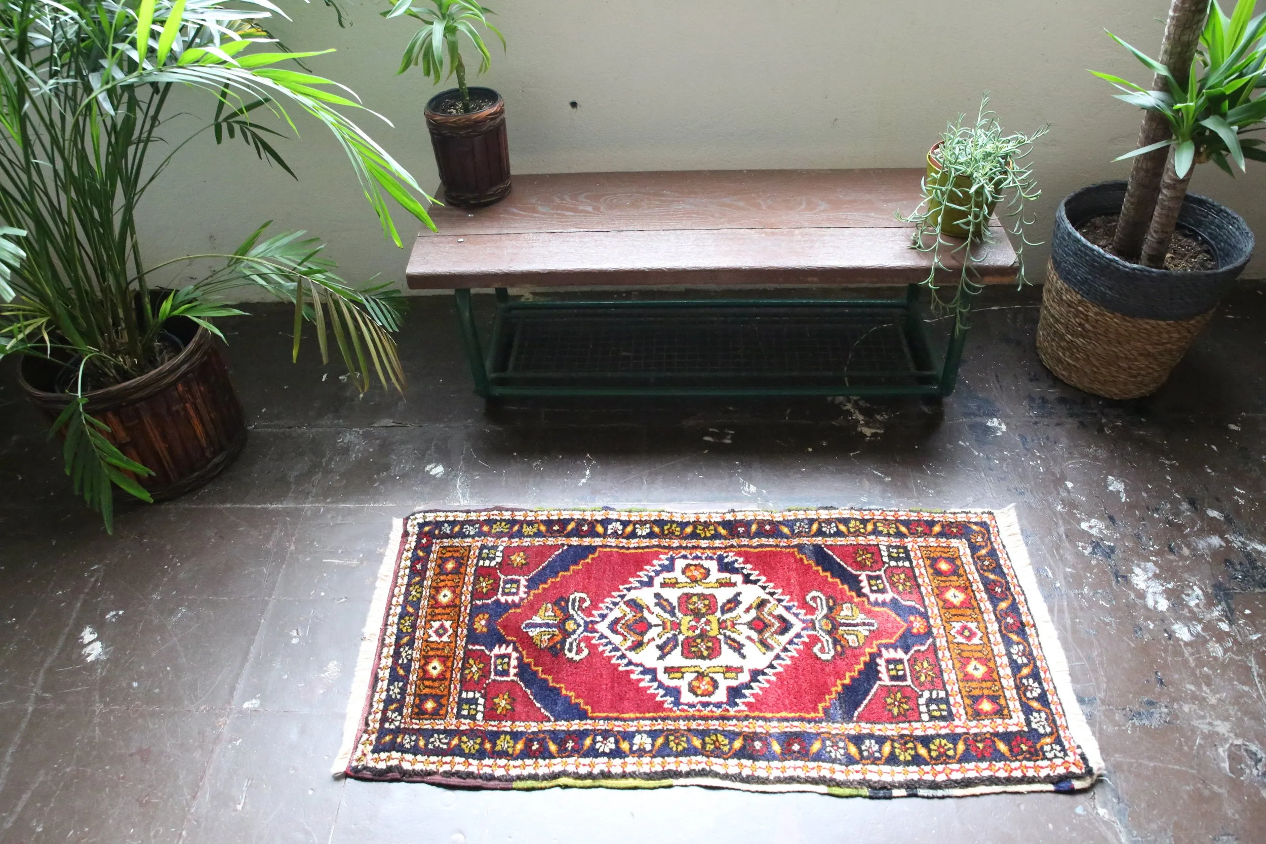 Old Mini Turkish Rug 2ftx3.10ft