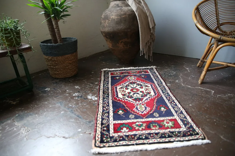Old Mini Turkish Rug 2x3.8ft