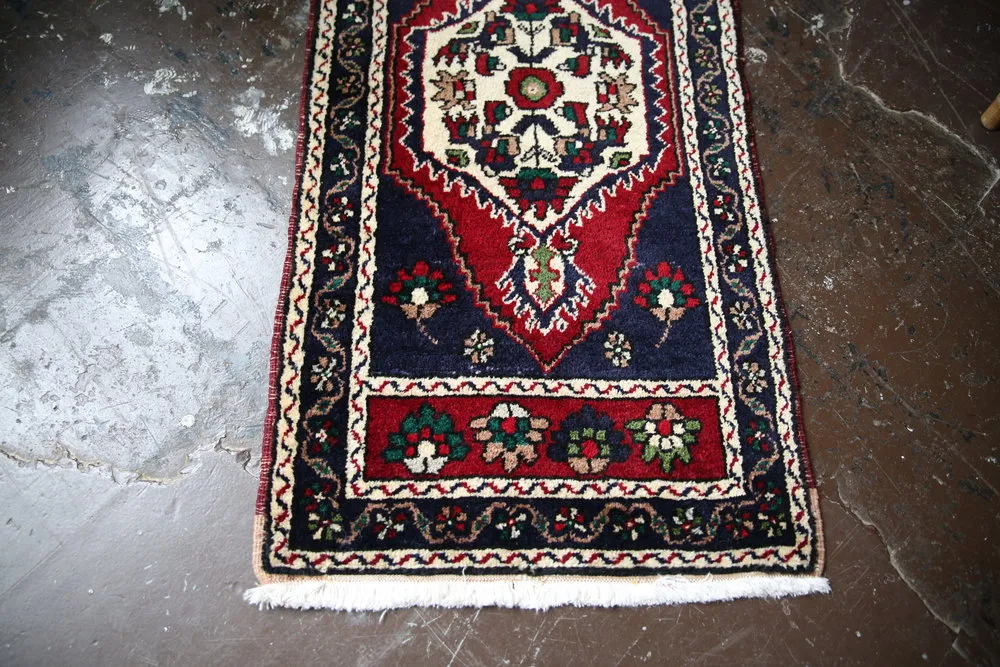 Old Mini Turkish Rug 2x3.8ft