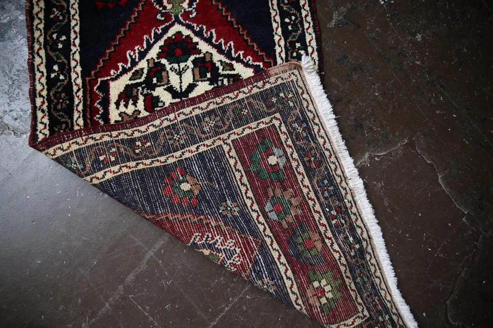 Old Mini Turkish Rug 2x3.8ft
