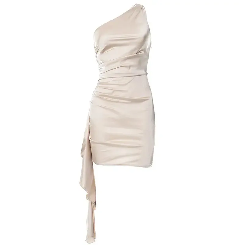 One-Shoulder Backless Mini Dress - Sexy Slim Party  Wedding Outfit