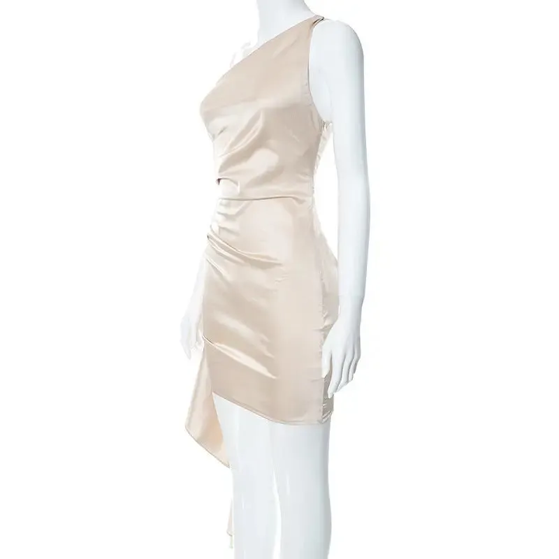 One-Shoulder Backless Mini Dress - Sexy Slim Party  Wedding Outfit