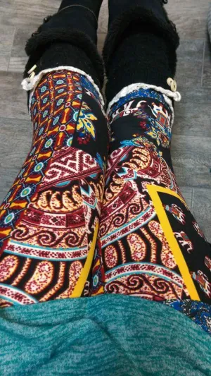 One Size Patchwork Elephant Print Leggings