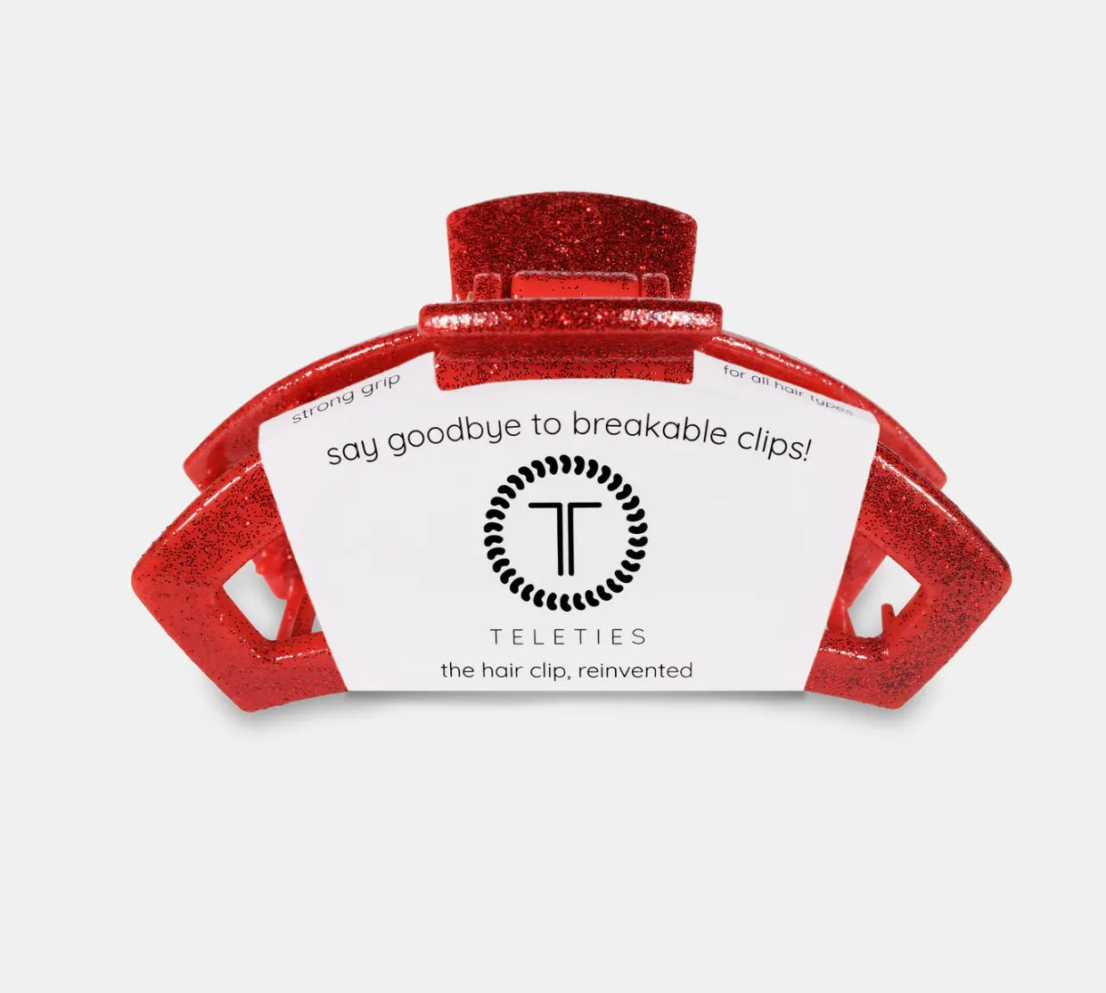 Open Red Glitter Large Clip
