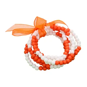 Orange and White Sports Game Day Stretchy Bracelets