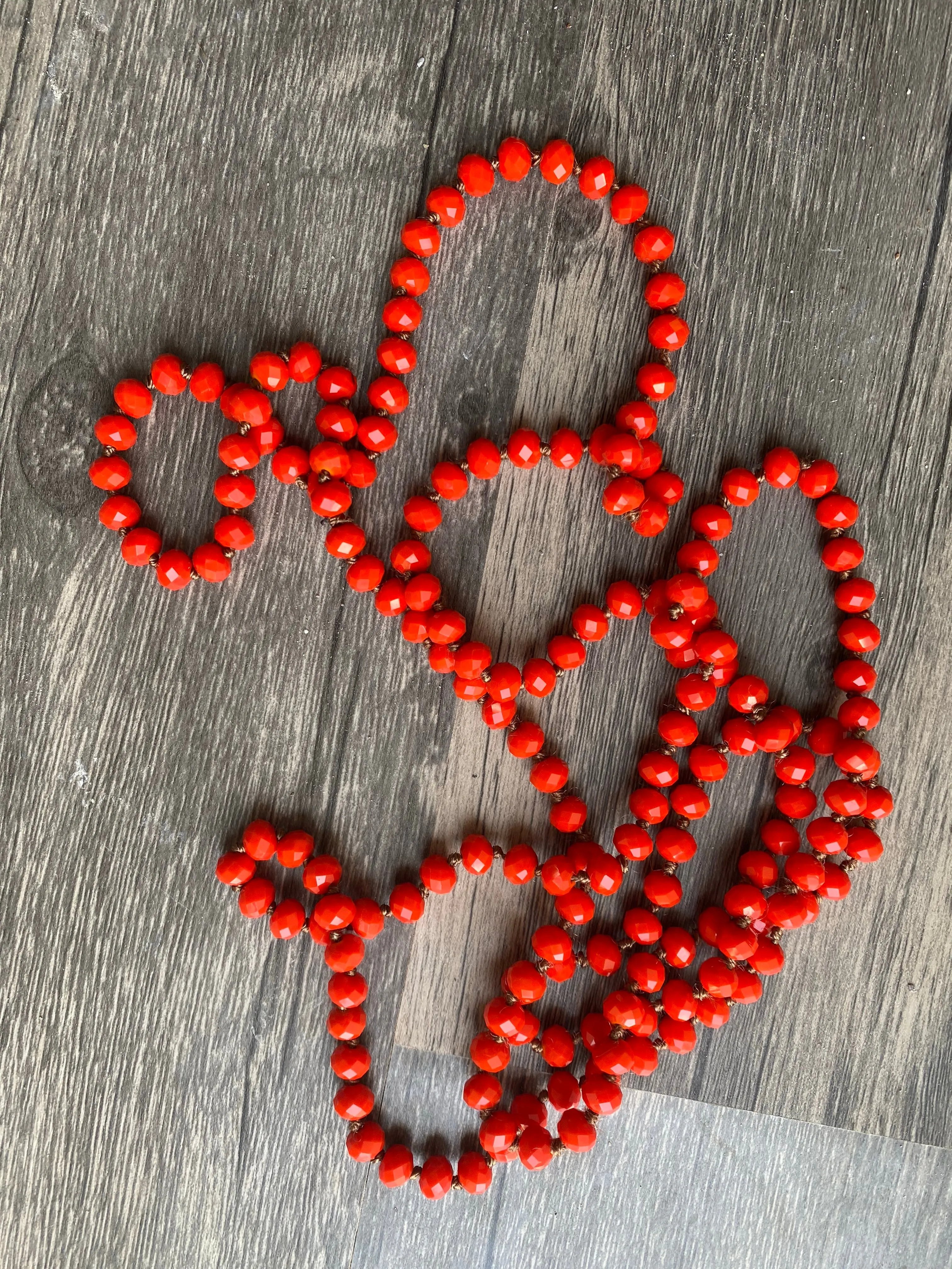 •ORANGE• Double Wrap Beaded 60" Necklace