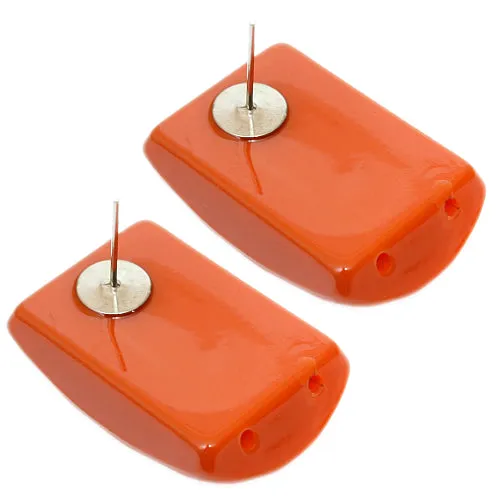Orange Large Faceted Post Earrings