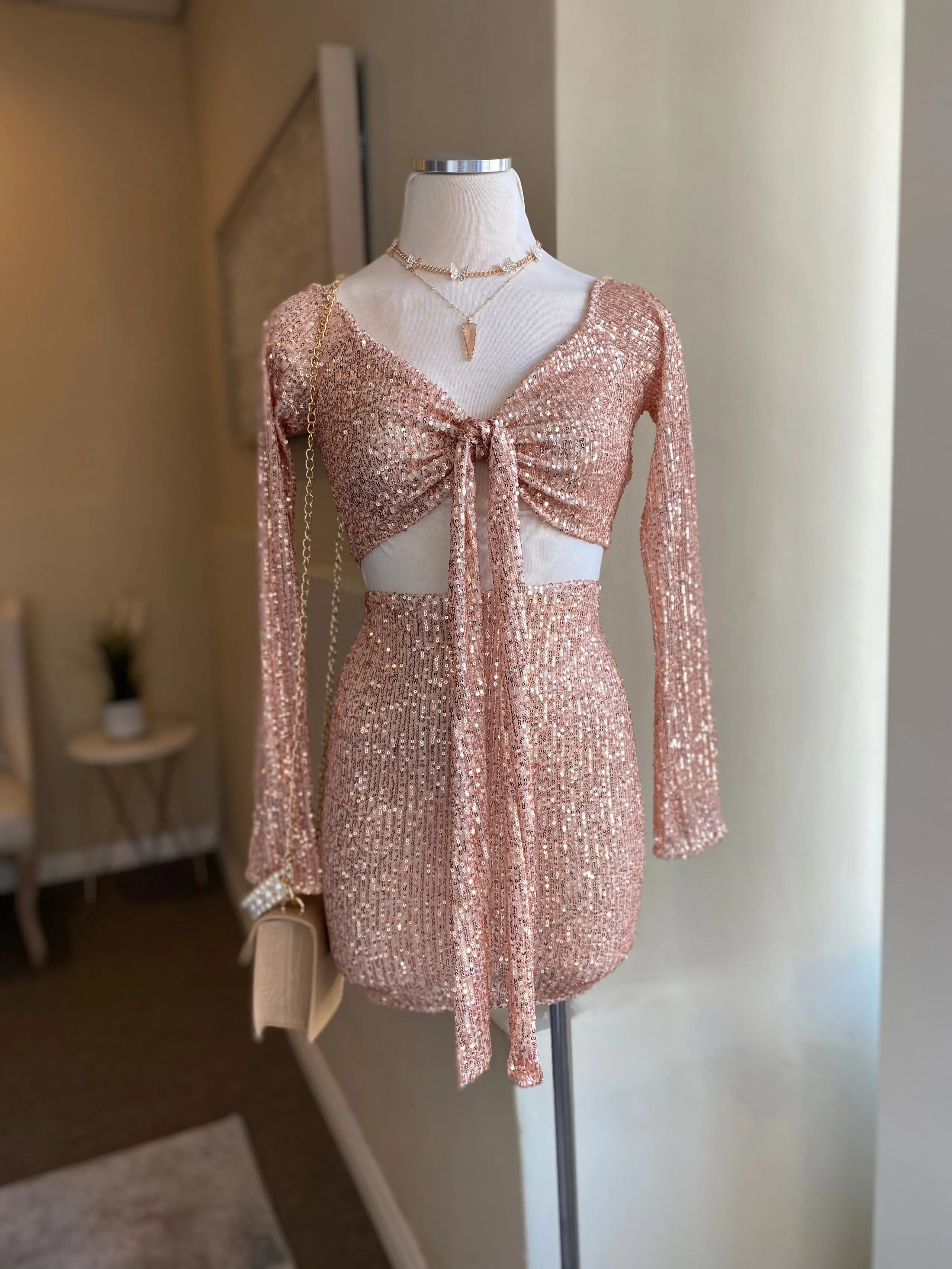O/S Rose Gold Skirt Set FINAL SALE