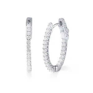 Oval Hoop Earrings with Cubic Zirconia in Sterling Silver