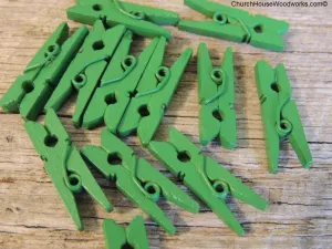 Pack of 100 Mini Dark Green Clothespins