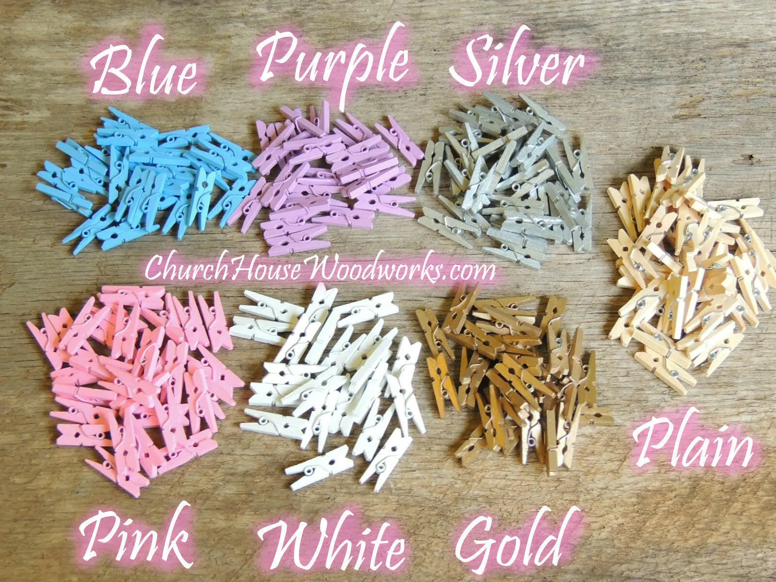 Pack of 100 Mini Silver Clothespins