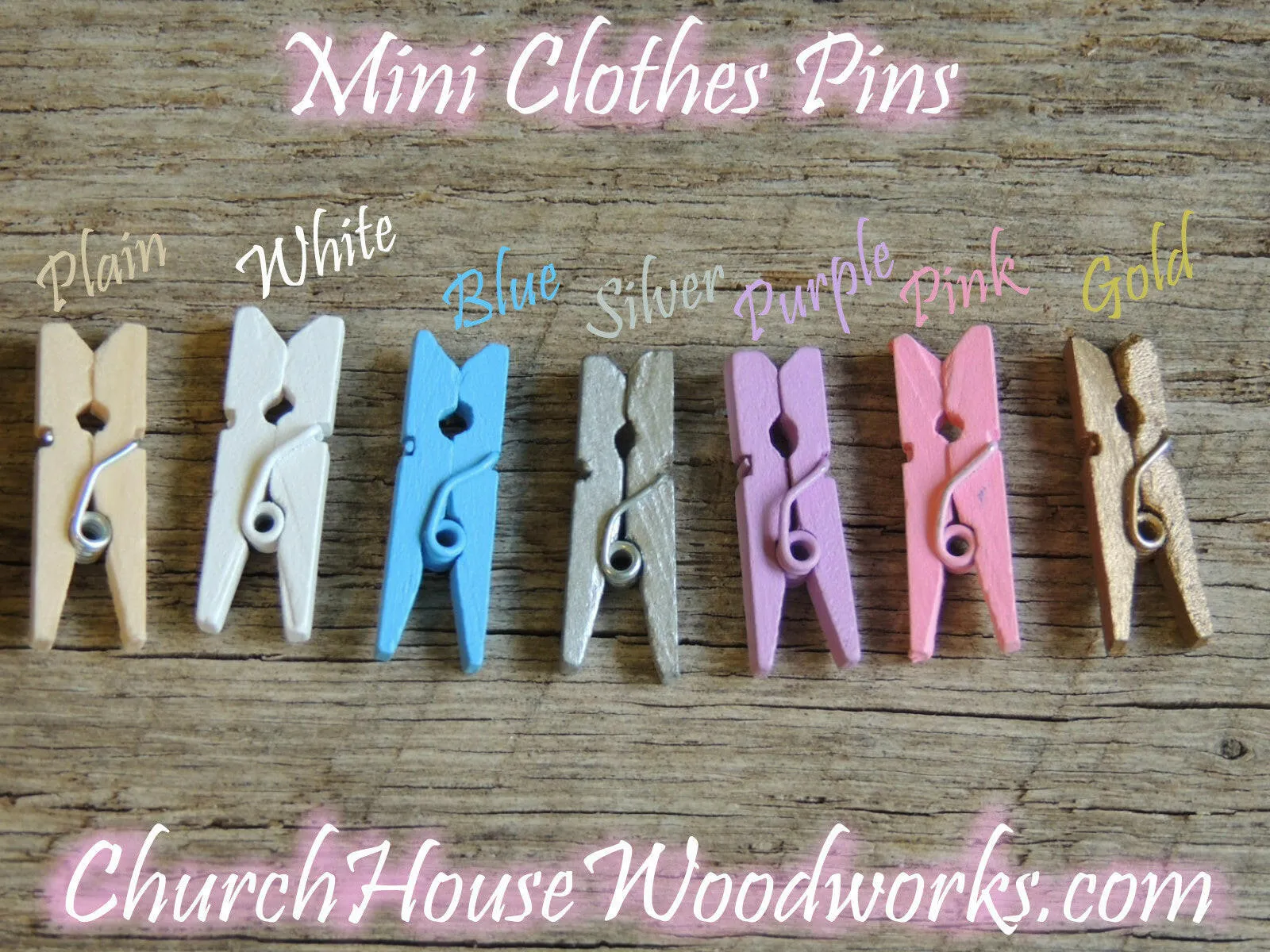 Pack of 100 Mini Silver Clothespins