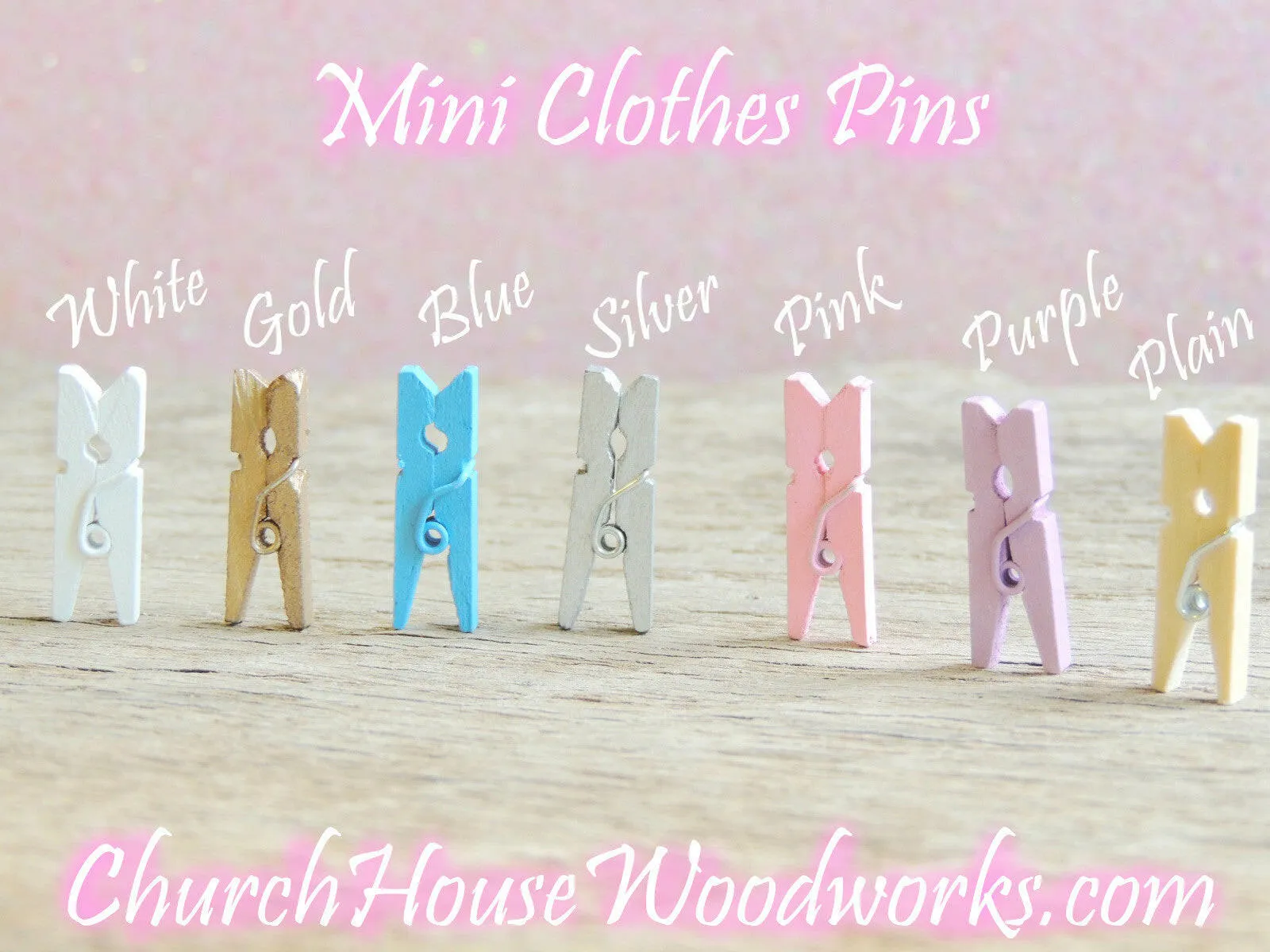 Pack of 100 Mini Silver Clothespins