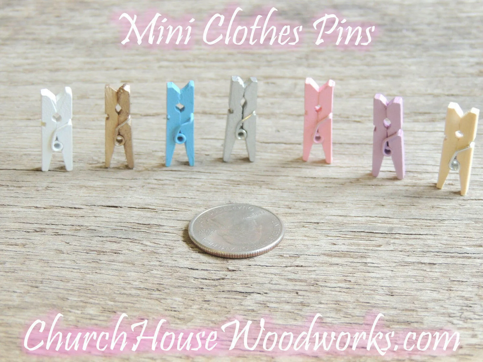 Pack of 100 Mini Silver Clothespins