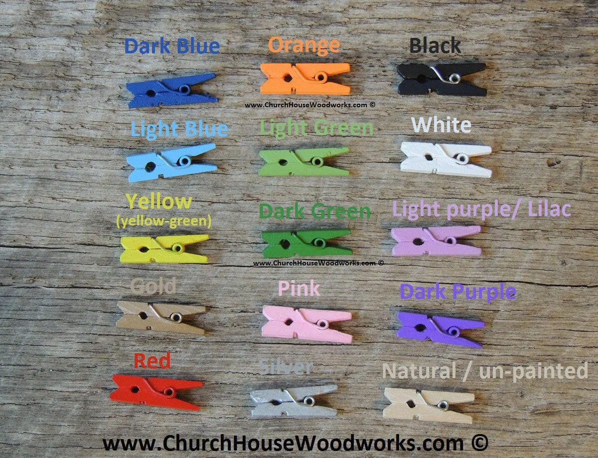 Pack of 100 Mini Silver Clothespins