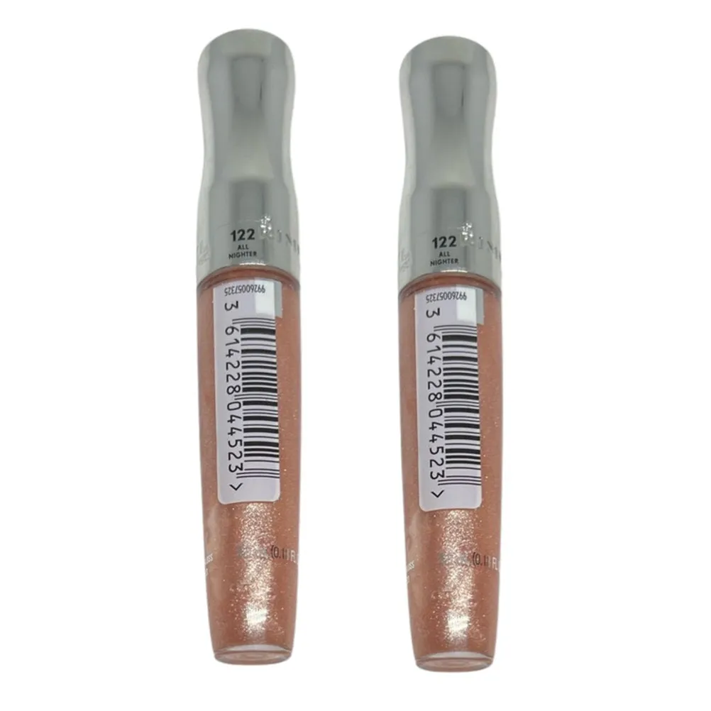 Pack of 2 Rimmel Stay Glossy 6HR Lip Gloss, All Nighter # 122