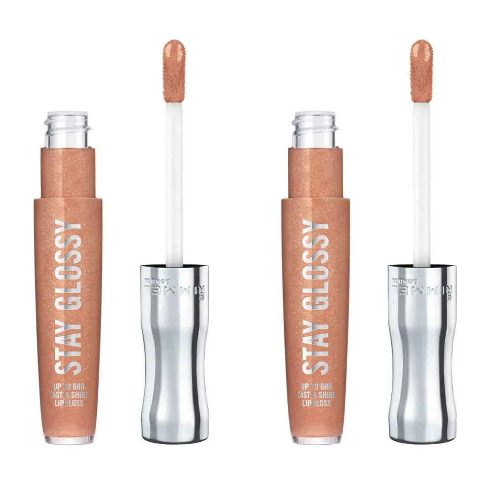 Pack of 2 Rimmel Stay Glossy 6HR Lip Gloss, All Nighter # 122