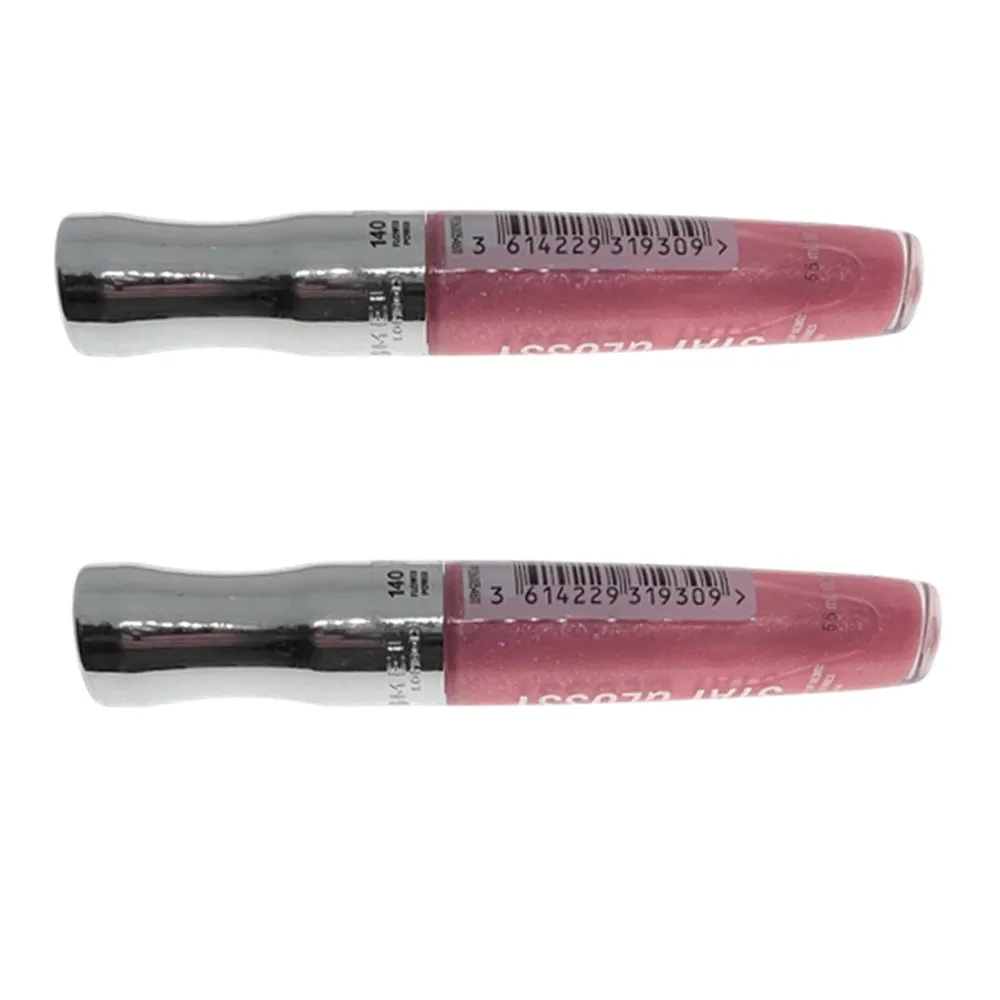 Pack of 2 Rimmel Stay Glossy 6HR Lip Gloss, Flower Power # 140