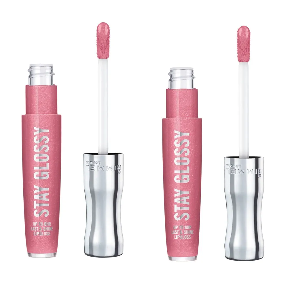 Pack of 2 Rimmel Stay Glossy 6HR Lip Gloss, Flower Power # 140