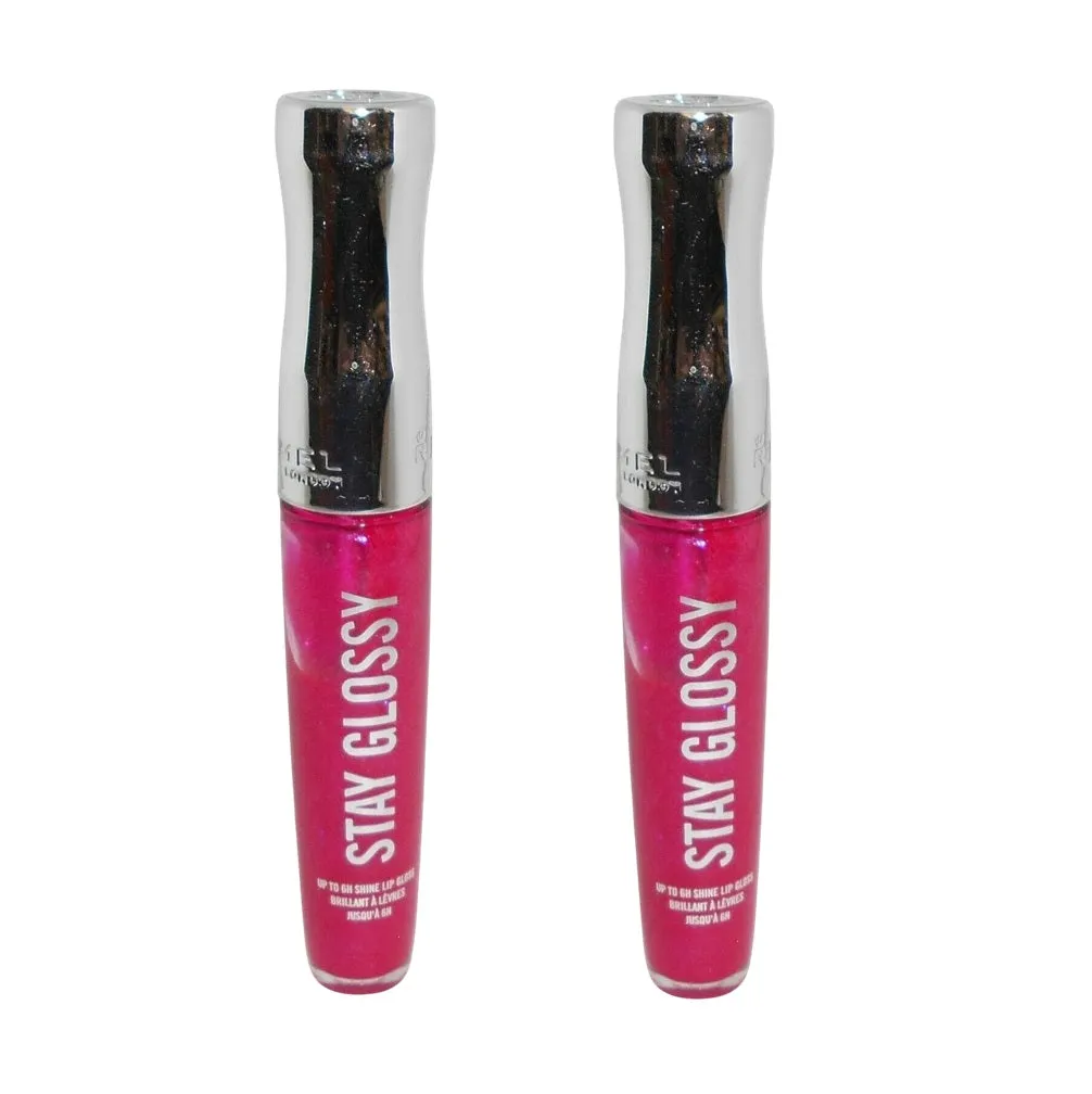 Pack of 2 Rimmel Stay Glossy 6HR Lip Gloss, Pop Fizz Pink # 345