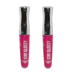 Pack of 2 Rimmel Stay Glossy 6HR Lip Gloss, Pop Fizz Pink # 345