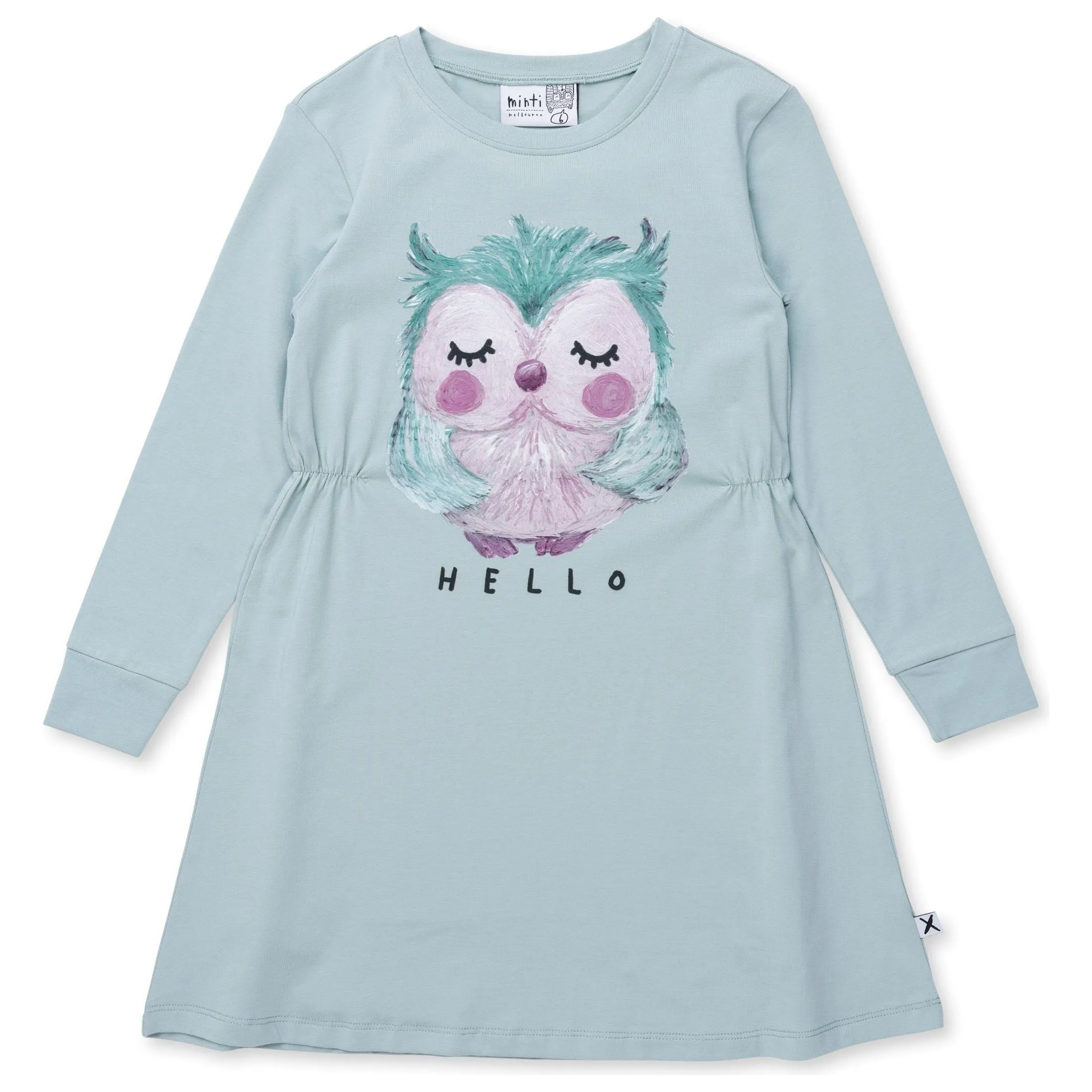 Painted Owl Dress - Muted Green